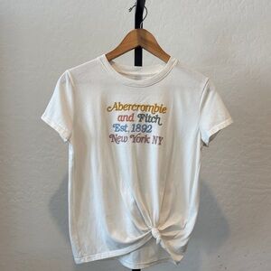 Abercrombie & Fitch White Tee with Multicolor Graphic